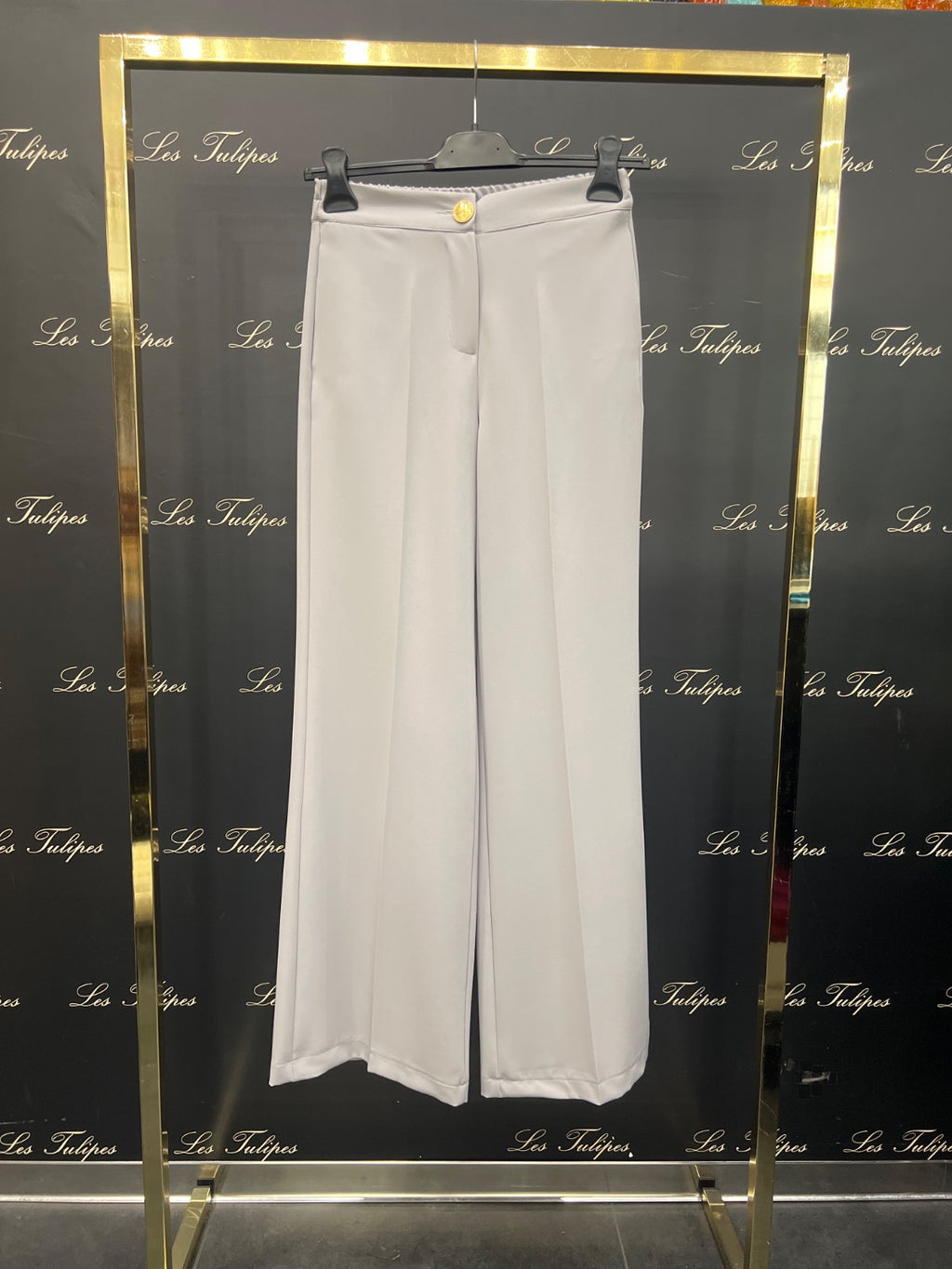 PANTALONE A PALAZZO, TASCHE E L’ELASTICO SUL RETRO IN VITA - GRIGIO