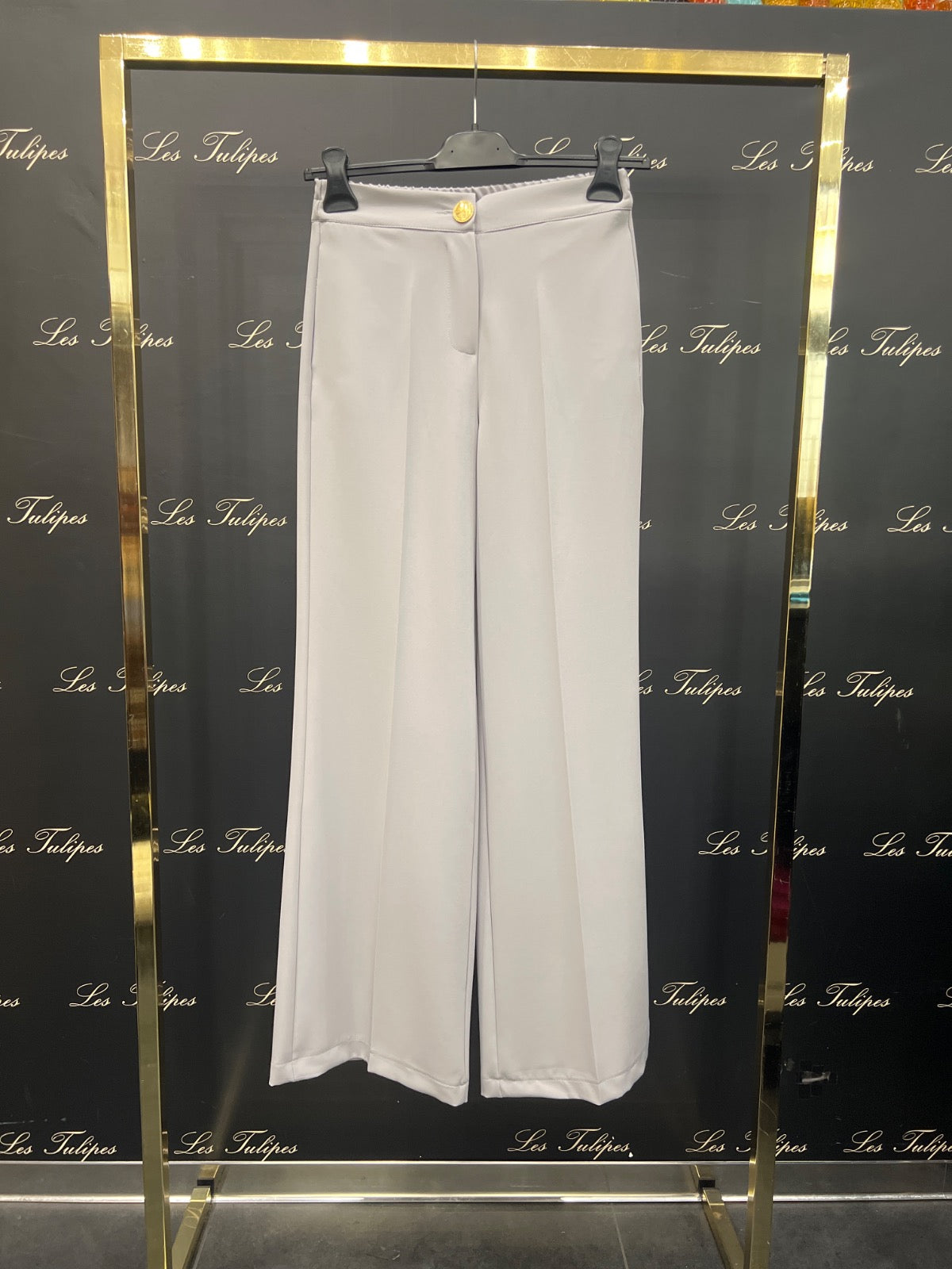 PANTALONE A PALAZZO, TASCHE E L’ELASTICO SUL RETRO IN VITA - GRIGIO