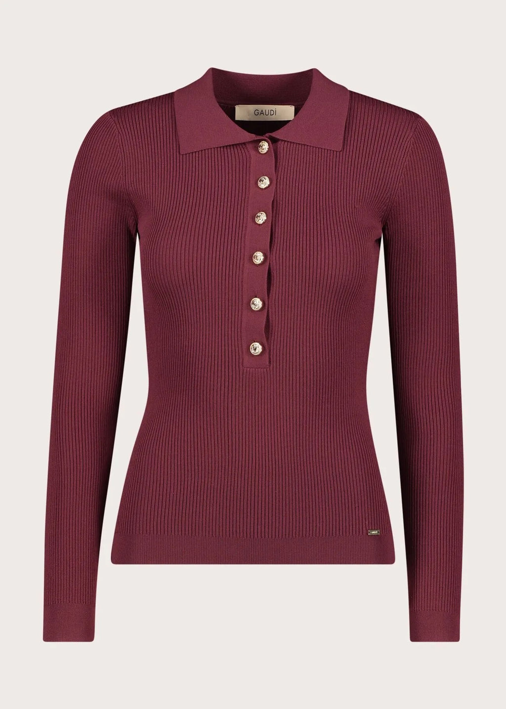 POLO DA DONNA CON BOTTONI DORATI - BORDEAUX