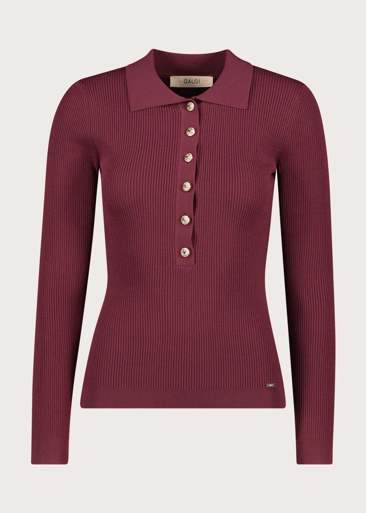 POLO DA DONNA CON BOTTONI DORATI - BORDEAUX