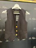 GILET BOTTONI ORO LOGATI - NERO