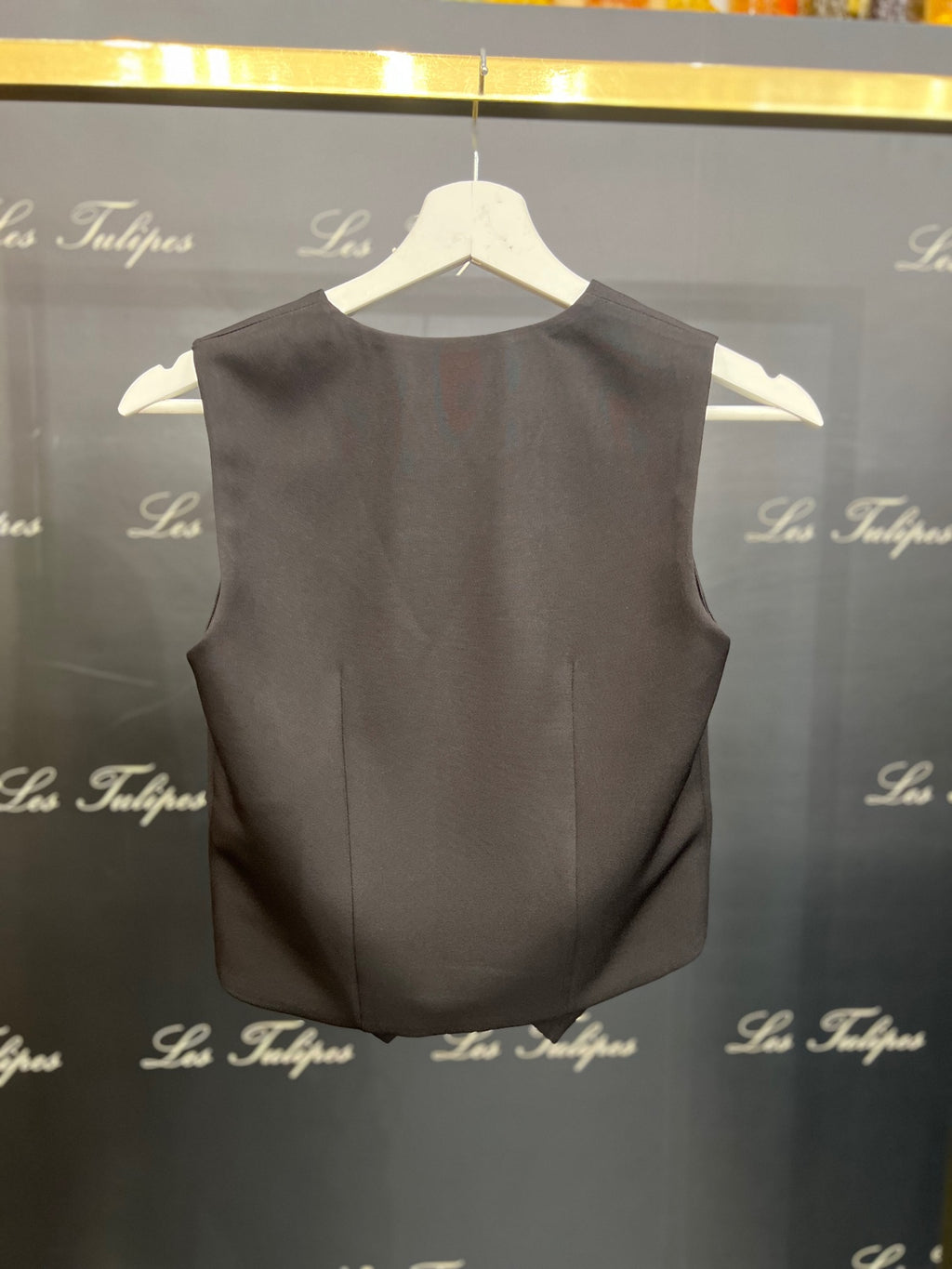 GILET BOTTONI ORO LOGATI - NERO