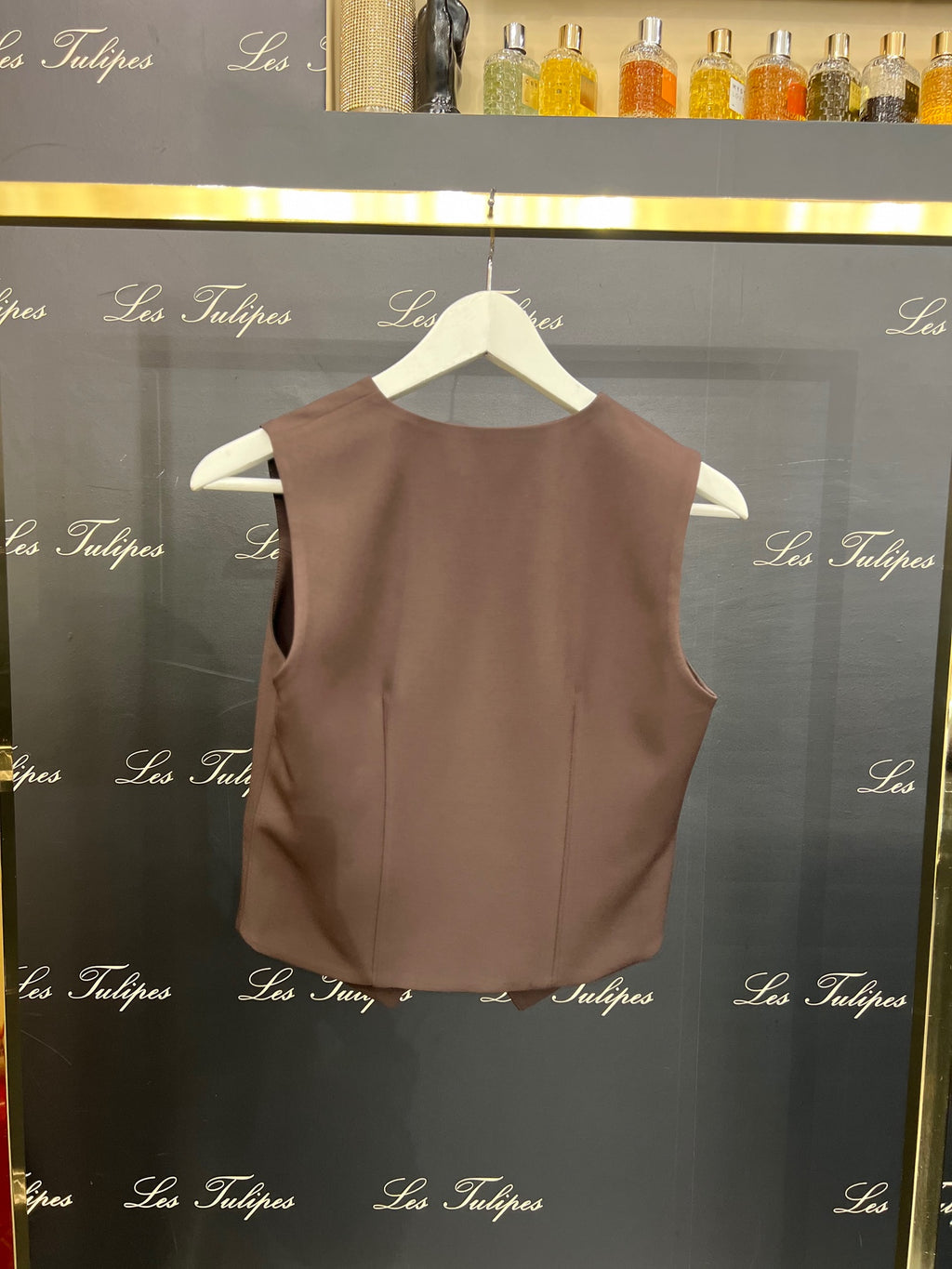 GILET BOTTONI ORO LOGATI - MARRONE