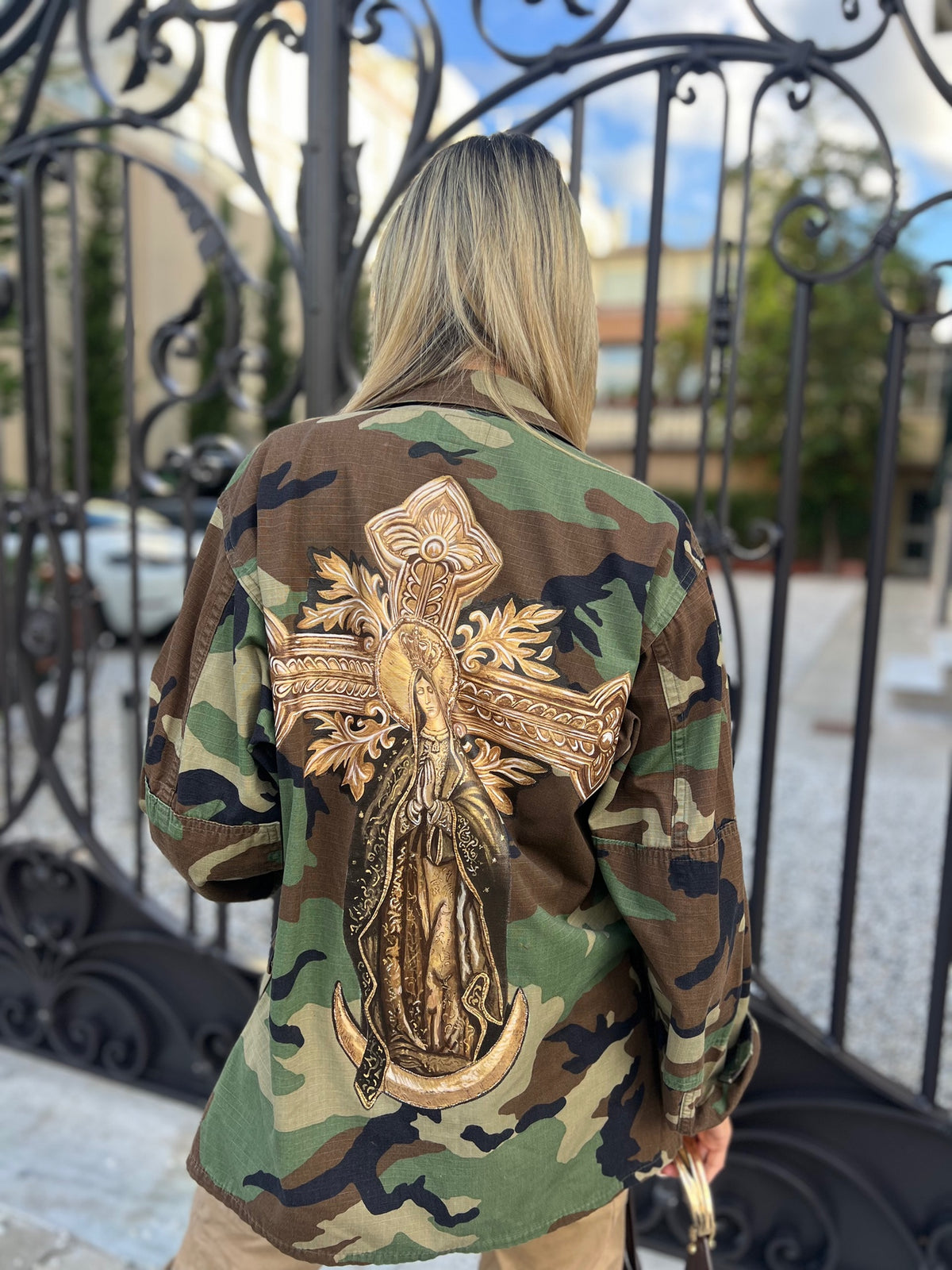 GIACCA MILITARE CON DIPINTO A MANO