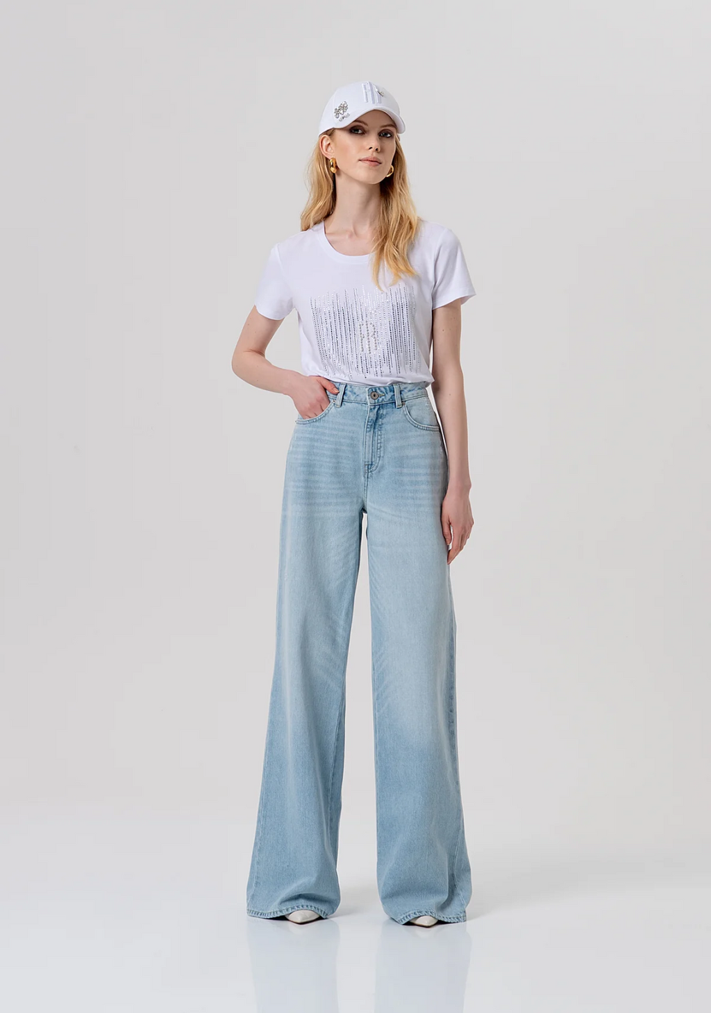 Fracomina - Jeans Flare In Denim Con Bleached