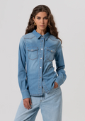 Fracomina - Camicia Regular In Denim Con Lavaggio Bleached