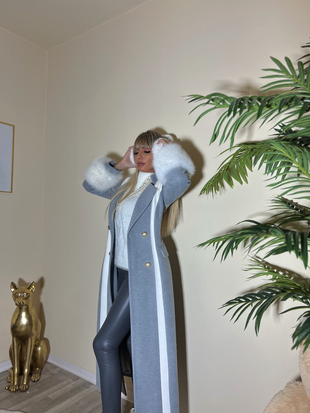 Cappotto bi colore,poliestere e viscosa