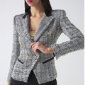 blazer doppiopetto realizzata in tessuto tweed, un capo perfetto per look formali, business o per el