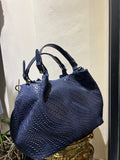 Borsa in pelle blu